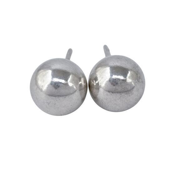 Estate Sterling Silver 925 8mm Ball Stud Earrings - Picture 3 of 7